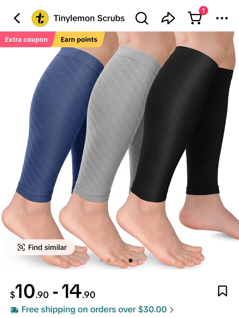 Men's Compression Calf Sleeves - Black, Gray, Navy